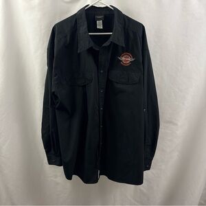 Harley Davidson University Button Up Down Shirt Mens Size 3XL Black Y2K